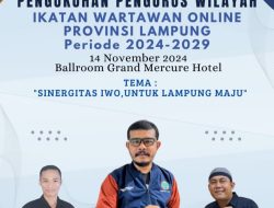 Pengukuhan IWO Lampung Segera Dilaksanakan di Hotel Grand Mercure, Begini Kata Aprohan Saputra